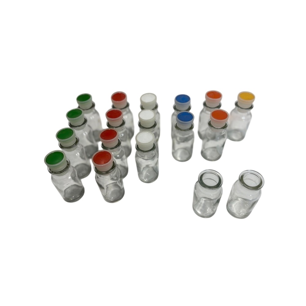 Apothecary Glass Bottles Small with Colorful Stoppers Individual Sale Vintage